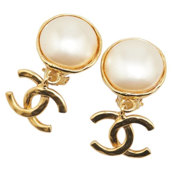 CHANEL Gold Pearl Coco Mark Earrings - Picture 1 of 7
